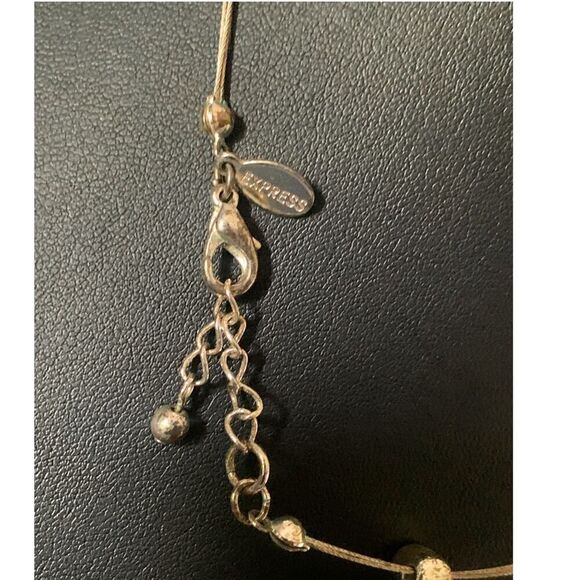Vintage Express Black Stone Choker Necklace, in Silver tone, Stamped - Picture 4 of 4